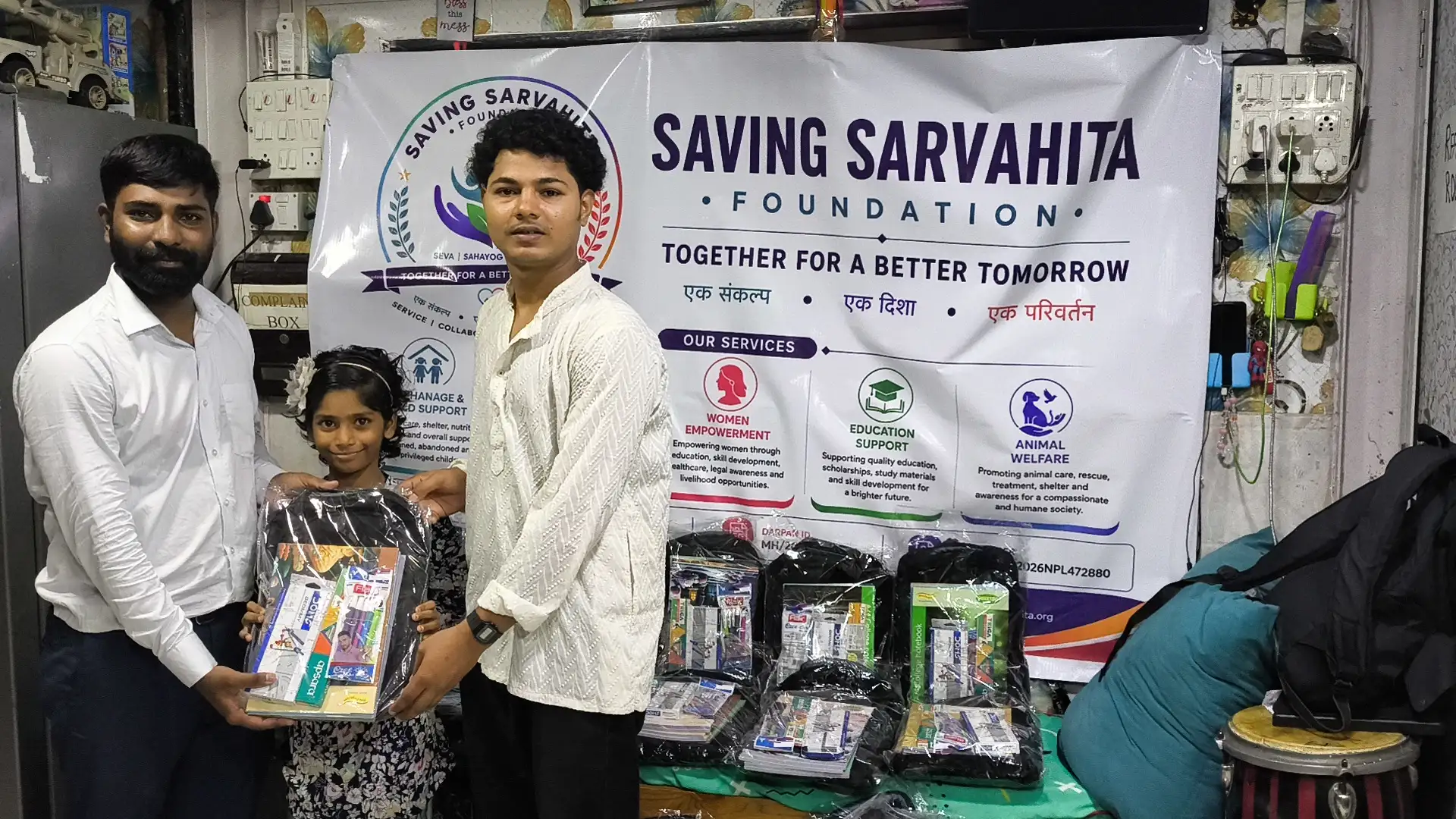 Students Receiving Free School Bags & Kits